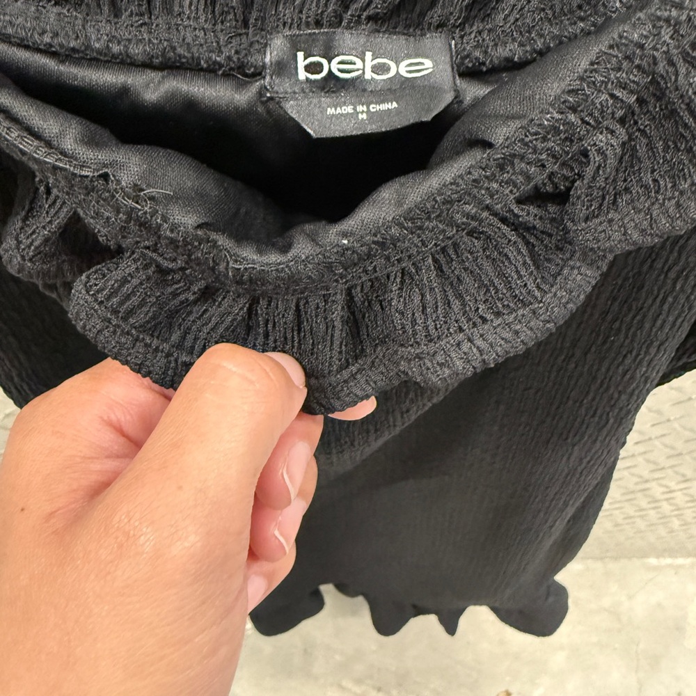 Bebe Black Textured Ruffle Dress - Picture 2 of 3